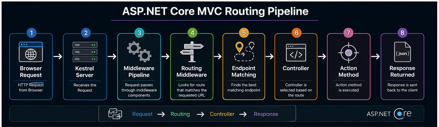 ASP.NET Core MVC routing pipeline request flow