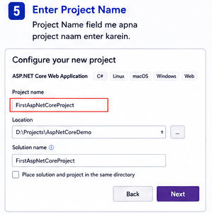 Enter ASP.NET Core Project Name